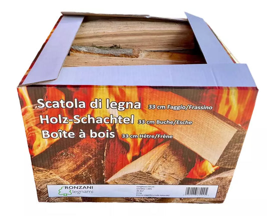 Legna da ardere di faggio e frassino in scatola. Bancale cm 120x80x65 con 12 pz